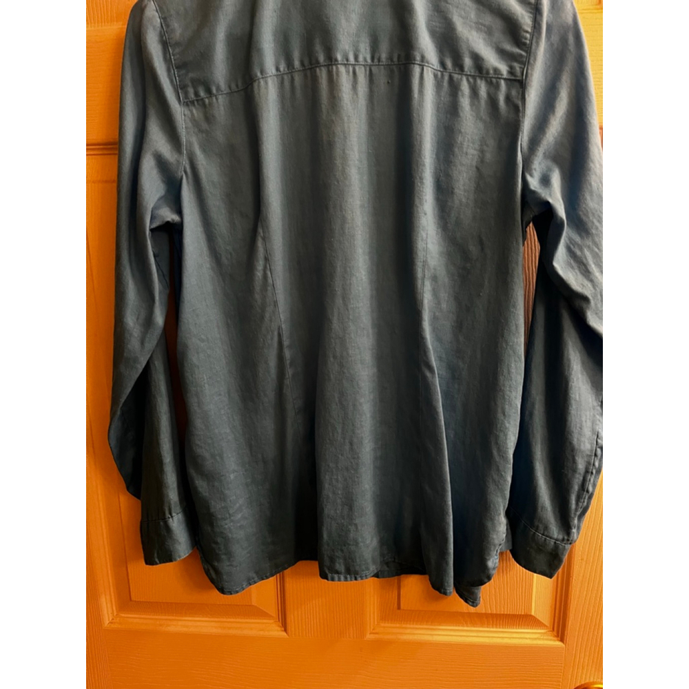 J.JILL~ Women’s Teal 100% Love Linen Button Down Shirt~XS~ Runs Big~ - Picture 9 of 10